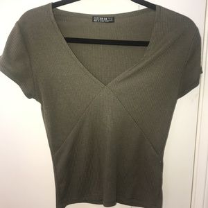 Cotton On Olive Green V-Neck